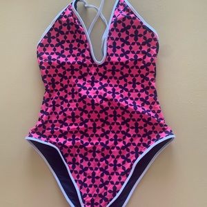 AERIE pink starry one-piece bathing suit